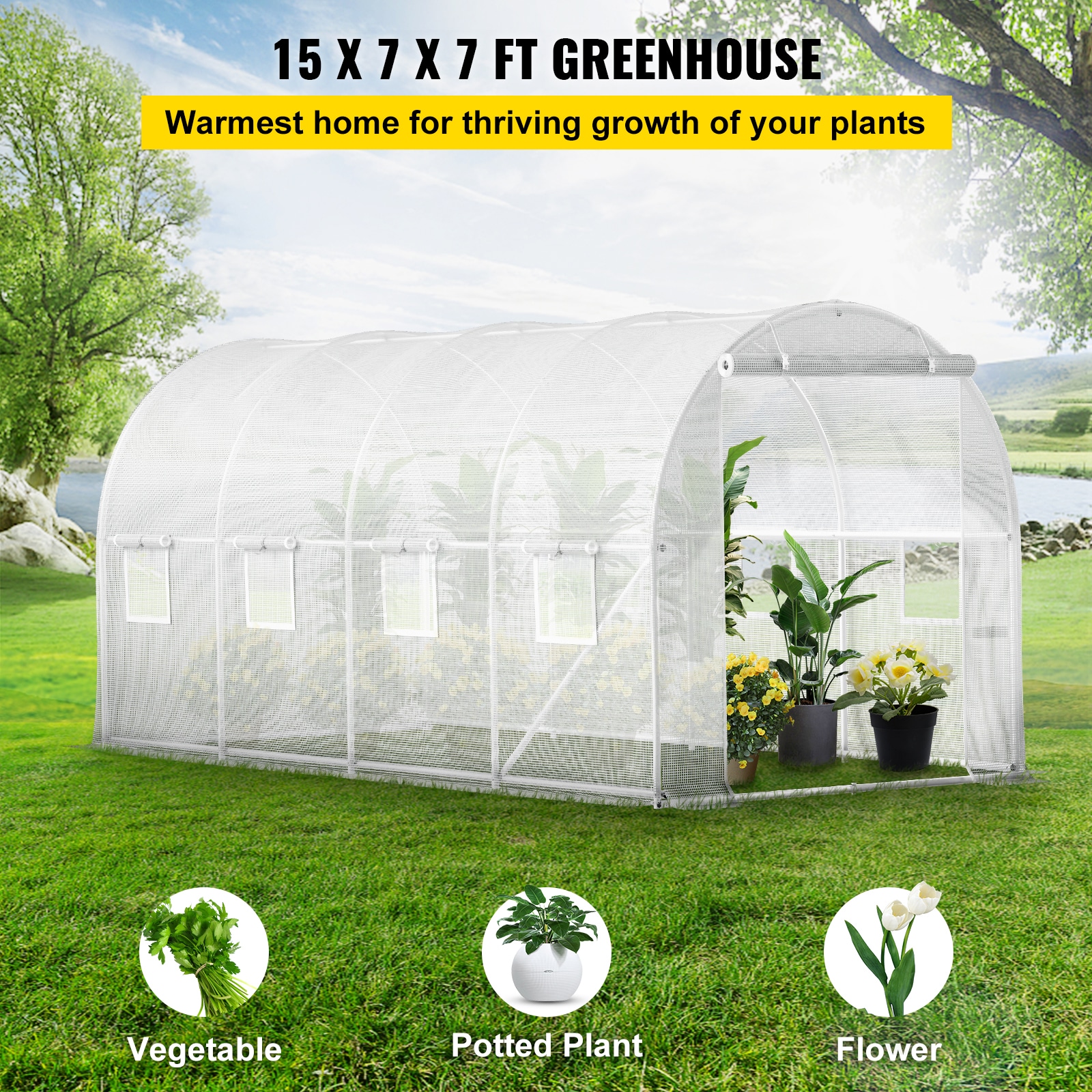 Walk-in Greenhouse Tunnel With Galvanized Steel Frame And Windows_voghion.com